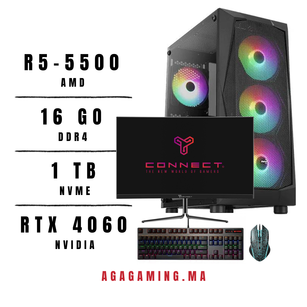Pc Gamer Ryzen 5 5500/16Gb ddr4/ 1Tb Nvme / RTX 4060 8G + Ecran 24 180Hz/Rapoo combo Pc Gamer Ryzen 5 5500/16Gb ddr4/ 1Tb Nvme / RTX 4060 8G + Ecran 24 180Hz/Rapoo combo